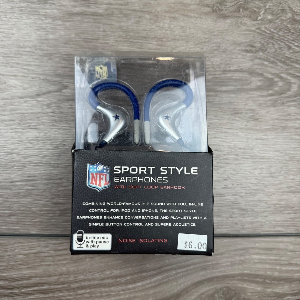 iHip NFL Dallas Cowboys Sport Style Earphones Noise Isolating Blue Silver  New